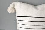 Black Stripe on White Cotton Pom Pom Pillow by Yuba Mercantile