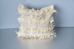 White fringe wool throw pillow by Yuba Mercantile