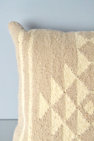 Neutral Sahara Wool Kilim Pillow Closeup by Yuba Mercantile