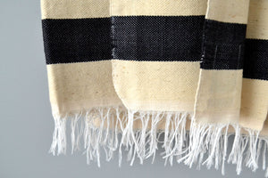 Chalk and White Striped Cotton Blanket
