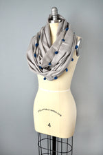 Gray cotton pom pom infinity scarf by Yuba Mercantile
