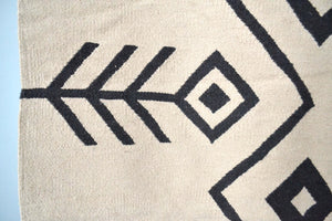 Neutral Hayat Wool Kilim Area Rug Closeup by Yuba Mercantile