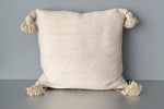 Natural Cotton Pom Pom Throw Pillow by Yuba Mercantile
