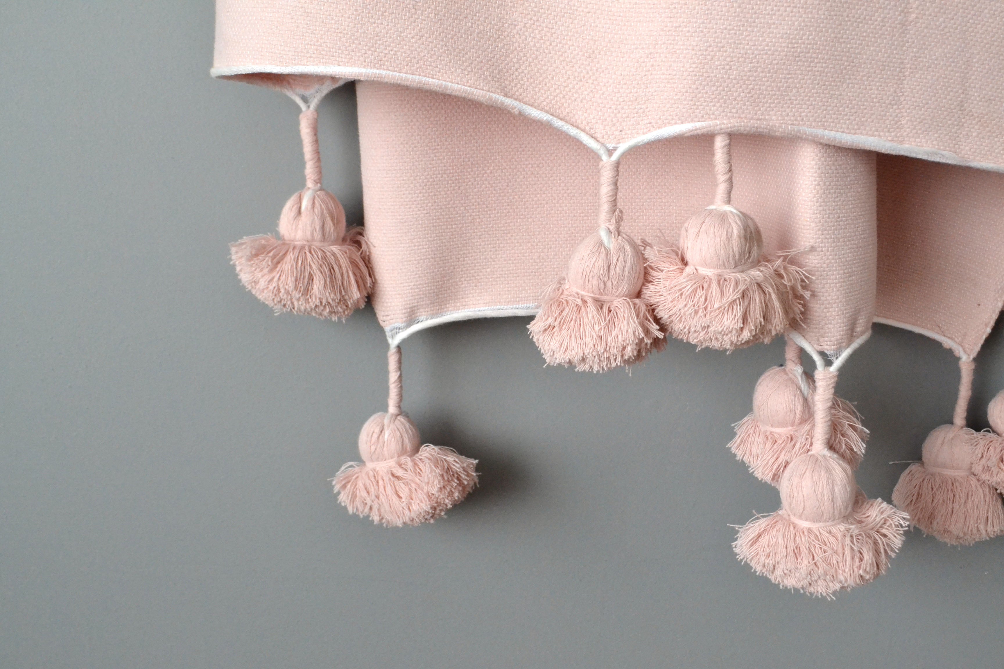 Dusty Pink Cotton Pom Pom Throw from Yuba Mercantile