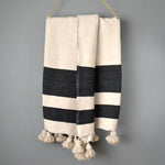 Striped Cotton Pom Pom Blanket by Yuba Mercantile