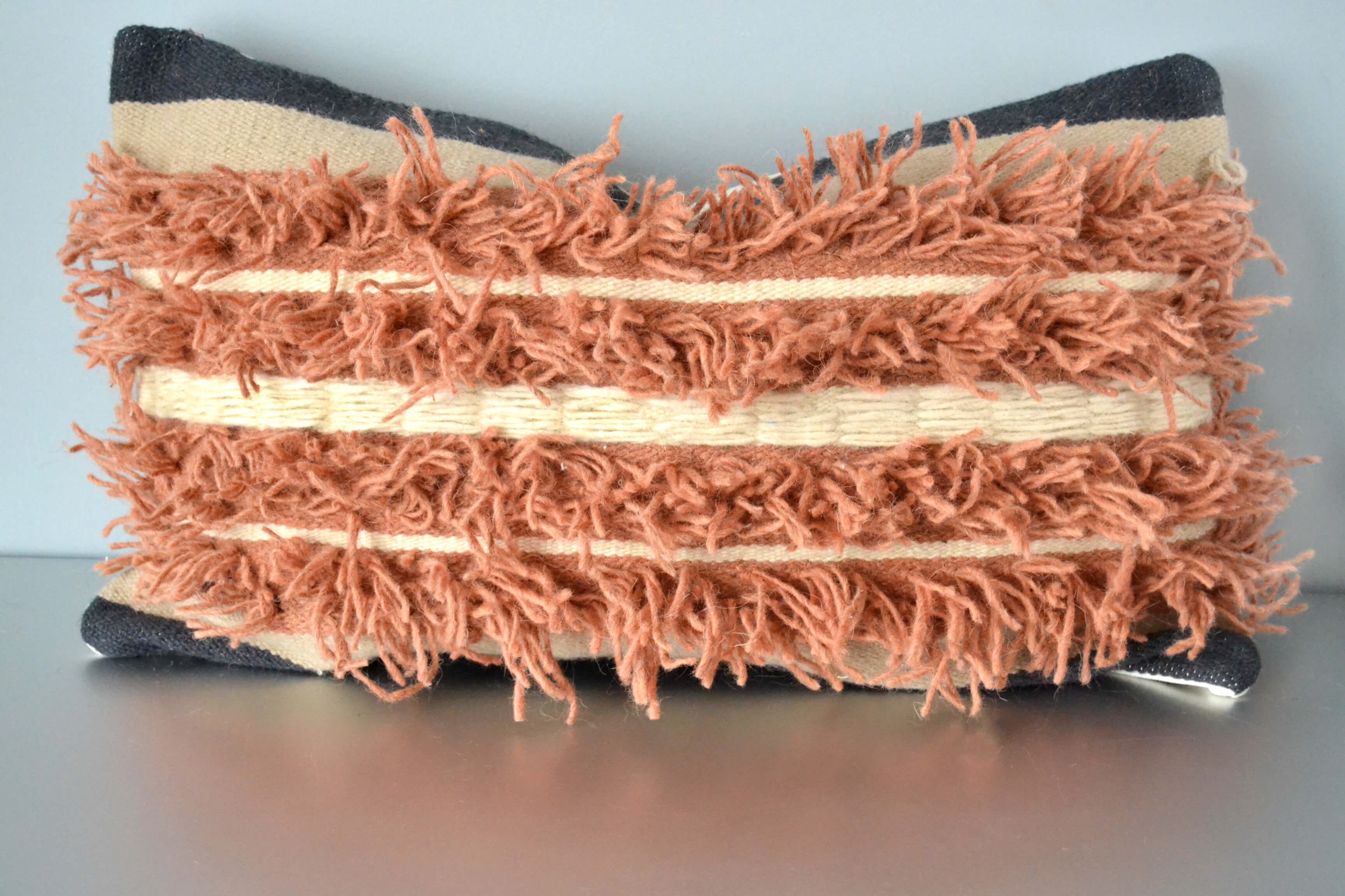 Tactile Mix Fringe Wool Lumbar Pillow by Yuba Mercantile