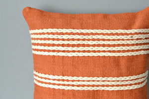 Terracotta Orange Cotton Pillow Closeup by Yuba Mercantile