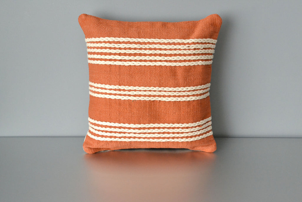 Terracotta Orange Meadow Cotton Pillow by Yuba Mercantile